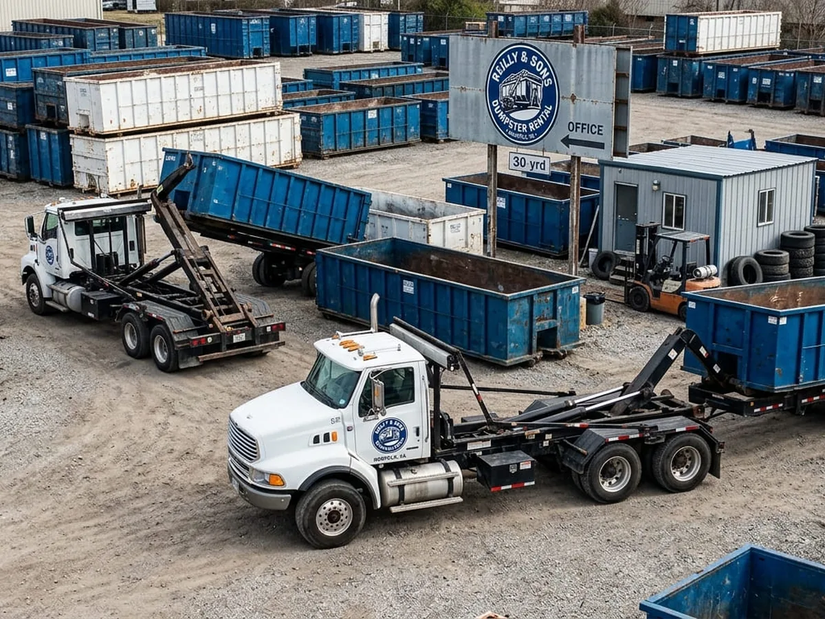 Serving the Southside Reilly & Sons Dumpster Rental container placed in a Norfolk driveway